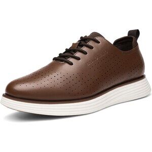 Bruno Marc Men's Faux Leather Brown\White Fashion Sneakers Oxfords Casual Shoes